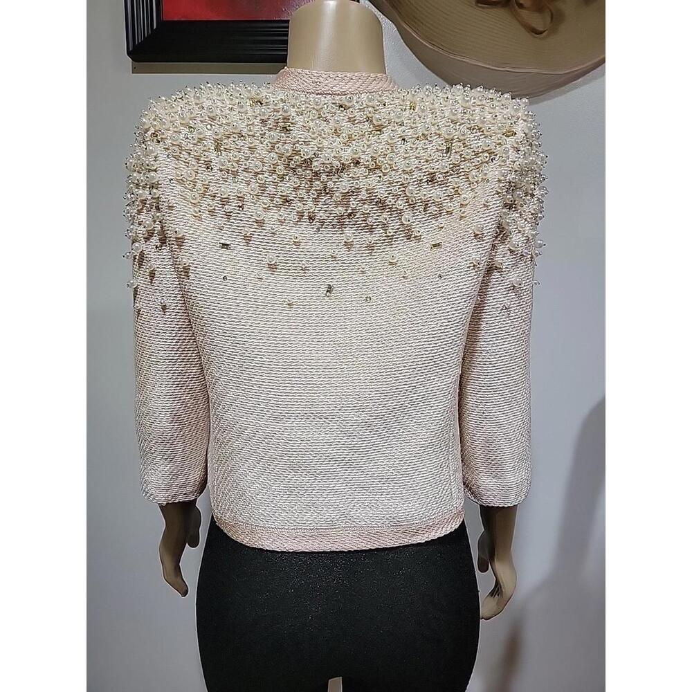 St. John Couture Black Label Size 4 Pink Hand Beaded Knit Jacket Cardigan #A - Picture 10 of 16